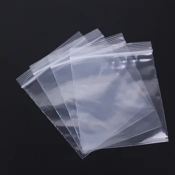 100шт прозрачных полиэтиленовых пакетов на молнии с прозрачным замком-молнией для хранения, закрываемых пластиковых пакетов для образцов, ювелирных изделий, монет, подарков