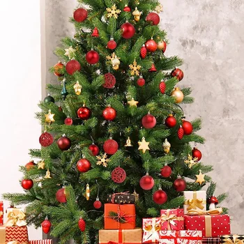 101 шт Украшения из красных рождественских шаров, небьющиеся елочные шары для рождественской елки