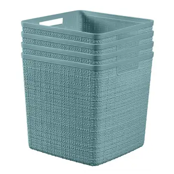 11-дюймовая корзина для кубиков, ящик для хранения из полимерного пластика, Aqua Slate, 4 упаковки
