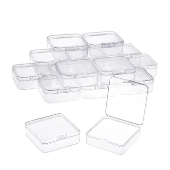 16 Упаковок Прозрачных Пластиковых бусин, Контейнеры для хранения, Коробка с откидной крышкой для мелких предметов, Алмазные бусины (2.2X2.2X0.79 дюймов)