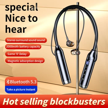 200-часовые беспроводные наушники Bluetooth 5.3 Наушники с шейным ободком Магнитные спортивные водонепроницаемые наушники Blutooth Гарнитура с микрофоном