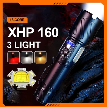 2023 Супер яркий XHP160 + COB LED Телескопические водонепроницаемые USB-перезаряжаемые тактические фонари высокой мощности для охоты и кемпинга на открытом воздухе