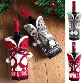 2шт Рождественская крышка для бутылки вина, Праздничный дизайн Санта-Клауса и Снеговика, Красочная Декоративная крышка для бутылки, Украшения для Рождественской вечеринки