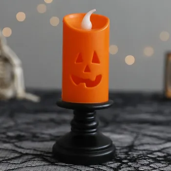 2ШТ Свеча в виде тыквы на Хэллоуин, Оранжевые беспламенные свечи на Хэллоуин, светодиодные лампы, фестивальный декор, легкий металл снаружи