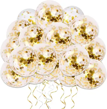 50шт 12-дюймовых латексных шаров с конфетти, воздушные шары для вечеринки, воздушные шары для душа новобрачных, Свадьба, День рождения, Помолвка в саду, украшения из воздушных шаров