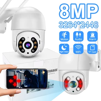 8-Мегапиксельные камеры видеонаблюдения 4K WiFi Наружная защита PTZ IP-камера ночного видения AI Обнаружение человека Беспроводная камера видеонаблюдения