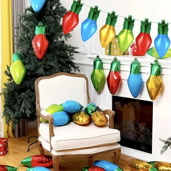 8шт Лампочка Рождественские шары Санта Клаус Снеговик Рождественская Елка Воздушный шар Новогодние украшения для Рождественской вечеринки Navidad 2024
