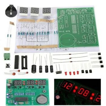 AT89C2051 6 Электронных часов с цифровым светодиодным дисплеем, приемник DIY Kit для Flux