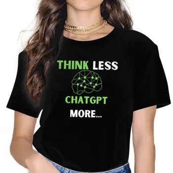 ChatGPT Think Less Зеленая футболка с графическим рисунком, женские топы, винтажная футболка из полиэстера в стиле панк-харадзюку