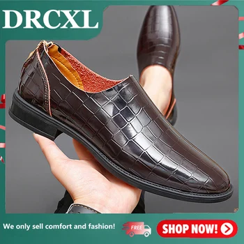 DRCXL Обувь из крокодиловой кожи ручной работы, мужские модельные туфли, Мужские лоферы с красной подошвой, Высококачественная кожа, Роскошная Свадьба