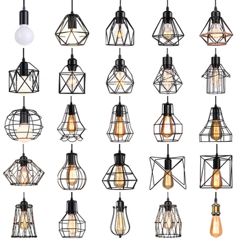 E27 Лофт, винтажные подвесные светильники в железной клетке, подвесные светильники в стиле ретро для дома, люстра для обеденного стола, Кухонные светильники LED