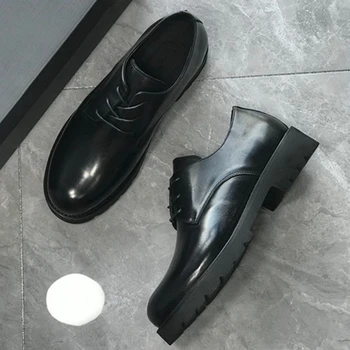 Elmsk/ Британская модная мужская деловая обувь из натуральной кожи, мужская новая удобная дышащая повседневная мужская обувь в стиле ретро