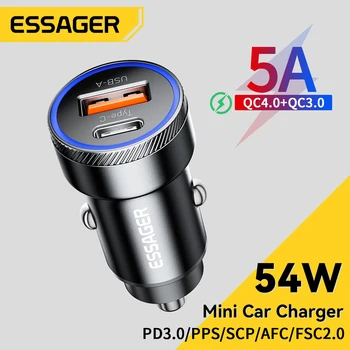 Essager 54 Вт USB Автомобильное Зарядное Устройство 5A Быстрая Зарядка 3,0 QC PD 3,0 SCP AFC 30 Вт USB Type C Быстрая Зарядка Для iPhone Huawei Samsung Xiaomi