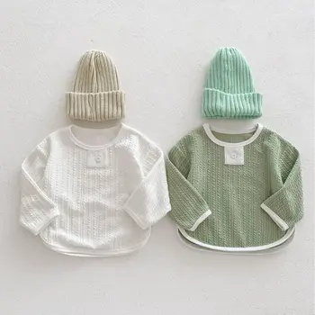 Ins 2023, Корейские Весенне-осенние топы для маленьких мальчиков, Хлопковые майки для мальчиков с длинным рукавом, Рубашки для мальчиков для малышей