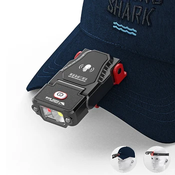 LED датчик Фара шляпа клип свет крышки рыболовные фары водонепроницаемый USB перезаряжаемые фары регулируемый угол кемпинг фары