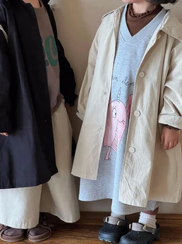 MILANCEL / Новое осеннее детское ветрозащитное однотонное пальто, модная куртка для девочек