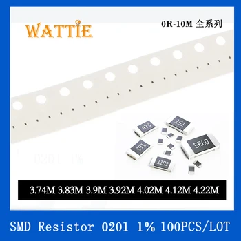 SMD резистор 0201 1% 3,74 М 3,83 М 3,9 М 3,92 М 4,02 М 4,12 М 4,22 М 100 шт./лот микросхемные резисторы 1/20 Вт 0,6 мм *0,3 мм