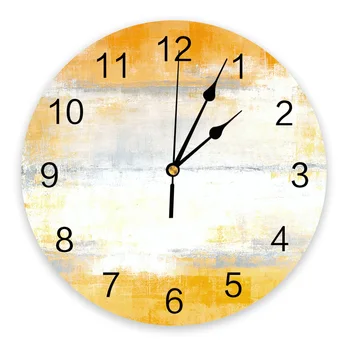 Абстрактное искусство, желтые настенные часы, бесшумные цифровые часы для украшения дома, спальни, кухни, подвесные часы