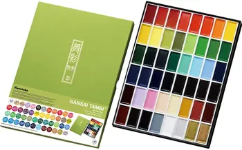 Акварельные краски Kuretake GANSAI TAMBI, новые 48 цветов, ручной работы, Пигментные краски профессионального качества для художников и ремесленников