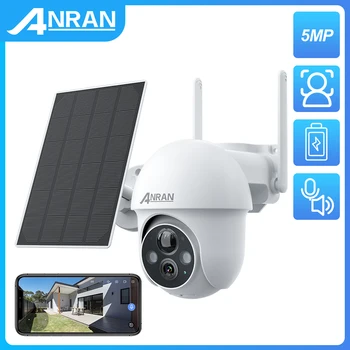 Аккумулятор ANRAN 5MP Камера наблюдения, Солнечная панель Безопасности, PTZ Беспроводная камера, Обнаружение Гуманоидов, Двусторонняя звуковая сигнализация со вспышкой.