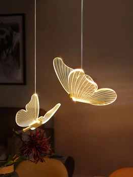 Акриловая люстра-бабочка Прозрачные светодиодные подвесные светильники Украшение дома Светильники для лестницы Прикроватный светильник для спальни
