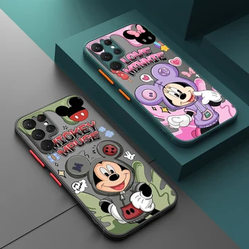 Аниме Disney Minnie Mickey для Samsung S23 S22 S21 Note 20 10 Ultra S20 FE S10 Lite Plus Матовый полупрозрачный чехол для телефона