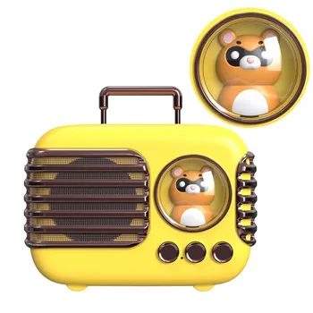Беспроводной маленький динамик, мини-музыкальная шкатулка для милых домашних животных, портативный Ретро-динамик TWS Bluetooth с теплым ночным освещением для девочек в подарок