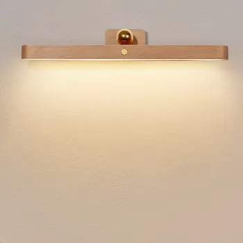 Беспроводной Настенный светильник в коридоре, Деревянная Зеркальная Фара, USB-магнитный Всасывающий Внутренний Светодиодный Ночник, Туалетное зеркало для макияжа, Заполняющий свет