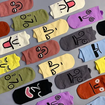 Высококачественные женские носки Expression, повседневные хлопчатобумажные носки с героями мультфильмов ярких цветов, женские забавные носки в стиле харадзюку, удобные носки до щиколоток