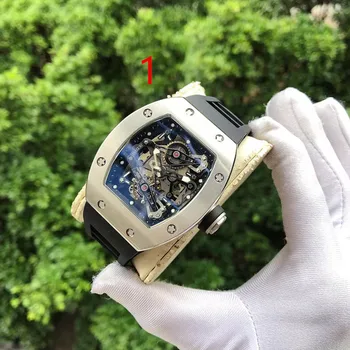 Высококачественные мужские часы AAA с автоматическим механическим механизмом, бренд класса люкс, синее зеркало, светящийся циферблат, полый, RM simple