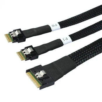 Высокоскоростной кабель для подключения сервера Slimline SAS SFF-8654 8I на 2 порта SFF-8654 4I