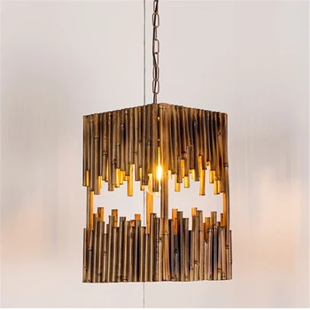 Деревянная лампа Pedant в скандинавском стиле в стиле Лофт, креативное освещение для ресторана, кафе, бара, деревянный подвесной светильник E27, бамбуковые кухонные лампы