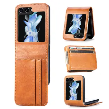 для samsung z flip 5 Противоударный кожаный чехол-бумажник Чехол для Samsung Galaxy Z Flip 5 Аксессуары для мобильных телефонов Flip5 Funda