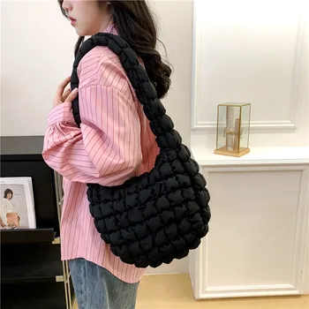 Женская сумка через плечо со стеганой подкладкой, плиссированные сумки на плечо Bubbles Cloud, большая сумка-тоут, дизайнерская сумка, мини-сумки с рюшами.