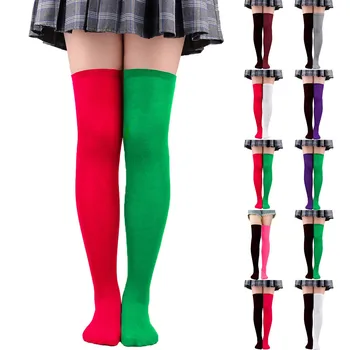 Женские длинные носки, подходящие по цвету к гольфам, гольфы выше колена, Праздничный Рождественский узор в виде хвоста-смокинга