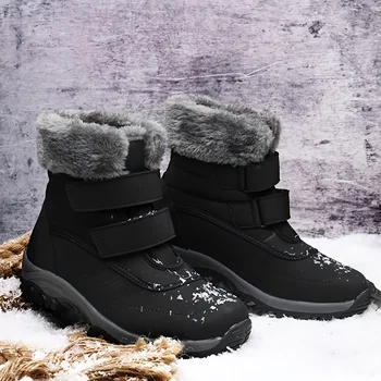 Женские теплые и удобные короткие ботинки, модные зимние утепленные зимние ботинки с двойным крючком и петлей до щиколотки
