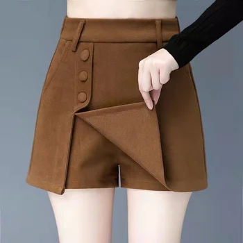 Женские шорты с высокой посадкой, верхняя одежда свободного кроя, брюки, юбки, поддельные двойки, зима 2023, тонкие летние брюки, женские шорты