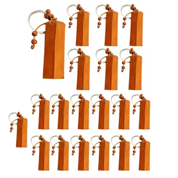 Заготовки для гравировки по дереву, брелки, пустая деревянная бирка для ключей, 20 упаковок (квадратный столбик)