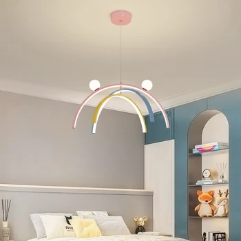 Креативная радужная люстра для детской комнаты симпатичная и простая современная лампа для домашнего кабинета Подвесные светильники в скандинавском стиле для главной спальни