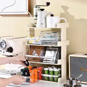 Креативный офисный ящик для хранения кофейных капсул, бытовая многофункциональная полка для чайных пакетиков, фруктов, закусок, Настольная сортировочная стойка для хранения