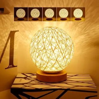 Креативный светодиодный романтический ночник, Звездная лампа с регулируемой яркостью, прикроватные светильники для спальни, Фантазийный ротанговый шар, Лунный свет для домашнего декора
