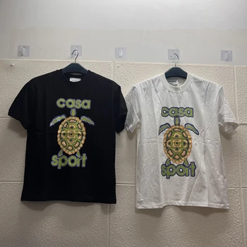 Летние футболки с принтом черепахи Касабланки, свободные повседневные хлопковые Мужские и женские футболки с коротким рукавом 3XL