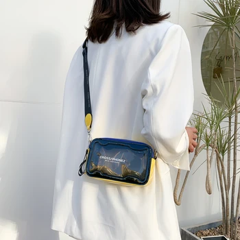 Летняя прозрачная желейная сумка, трендовая женская сумка через плечо из прозрачного ПВХ ярких цветов, женская пляжная сумка-мессенджер с широким плечевым ремнем.