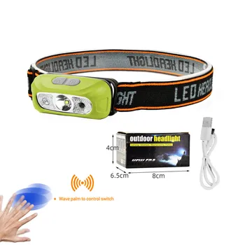 Мини-USB перезаряжаемый сенсорный налобный фонарь для рыбалки, кемпинга, 5 Вт светодиодный фонарь, передний фонарь со встроенным аккумулятором