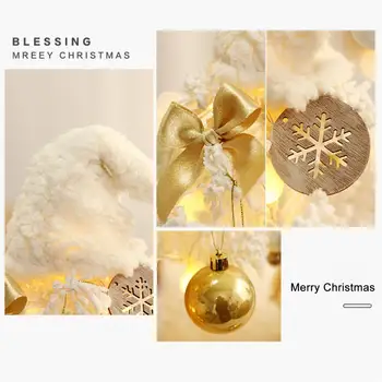Мини-рождественская елка, сверкающая светодиодная рождественская елка с блестящими рождественскими шарами, дизайн в виде банта, светящееся украшение рабочего стола для праздника