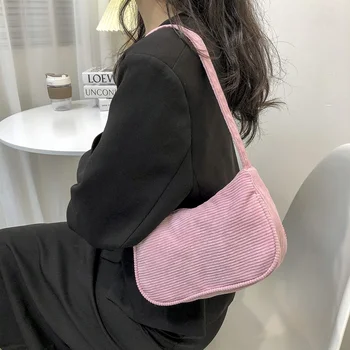 Модная женская сумка, вельветовая сумка через плечо, женская повседневная однотонная роскошная дизайнерская сумка, женская сумка-тоут с верхней ручкой