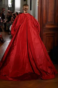 Модная свадебная накидка из слоеной красной тафты с длинным шлейфом, простой женский жакет, шикарный TSWD037