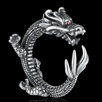 Модное Мужское этническое Открытое кольцо с маленьким Драконом Винтажного черно-серебряного цвета, обручальные кольца для мужчин, пара дешевых обручальных колец с животными