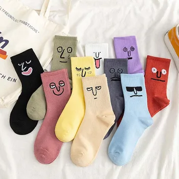 Модные женские носки в корейском стиле харадзюку, красочные забавные носки для девочек, кавайные носки унисекс, женские носки средней длины с сюрпризом