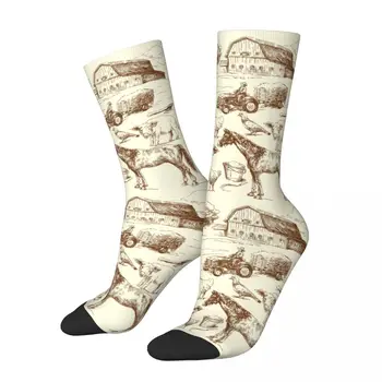 Мужские носки для сельской жизни на ферме, Мягкие повседневные Носки для сельскохозяйственных животных, товары в стиле хип-хоп, средние носки-трубки, замечательные подарки